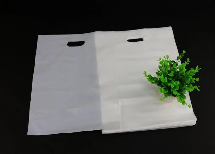 500pcs/lot Custom Company logo name White Plastic Shopping Bag small Clothes Packaging Handle Customized | Дом и сад