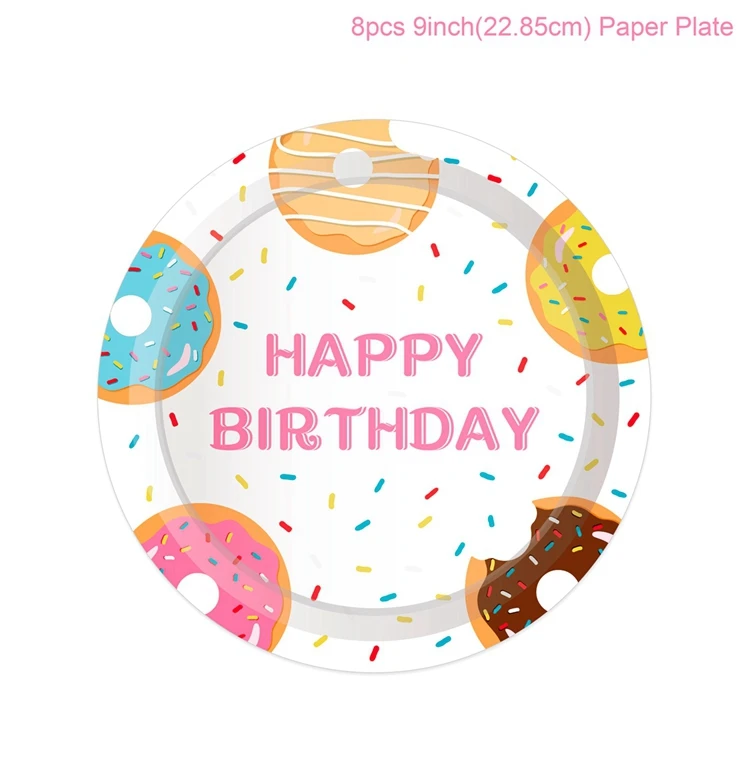 Paper Plate 9inch FENGRISE, подставки для пончиков, настенные, вечерние, для пончиков, для детей, для вечеринки в честь Дня рождения, декор для детского душа, для дня рождения, украшения для детей - Цвет: Paper Plate 9inch