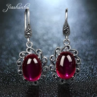 jiashuntai vintage 100 925 sterling silver drop earrings for women retro natural precious stones fashion earring jewelry