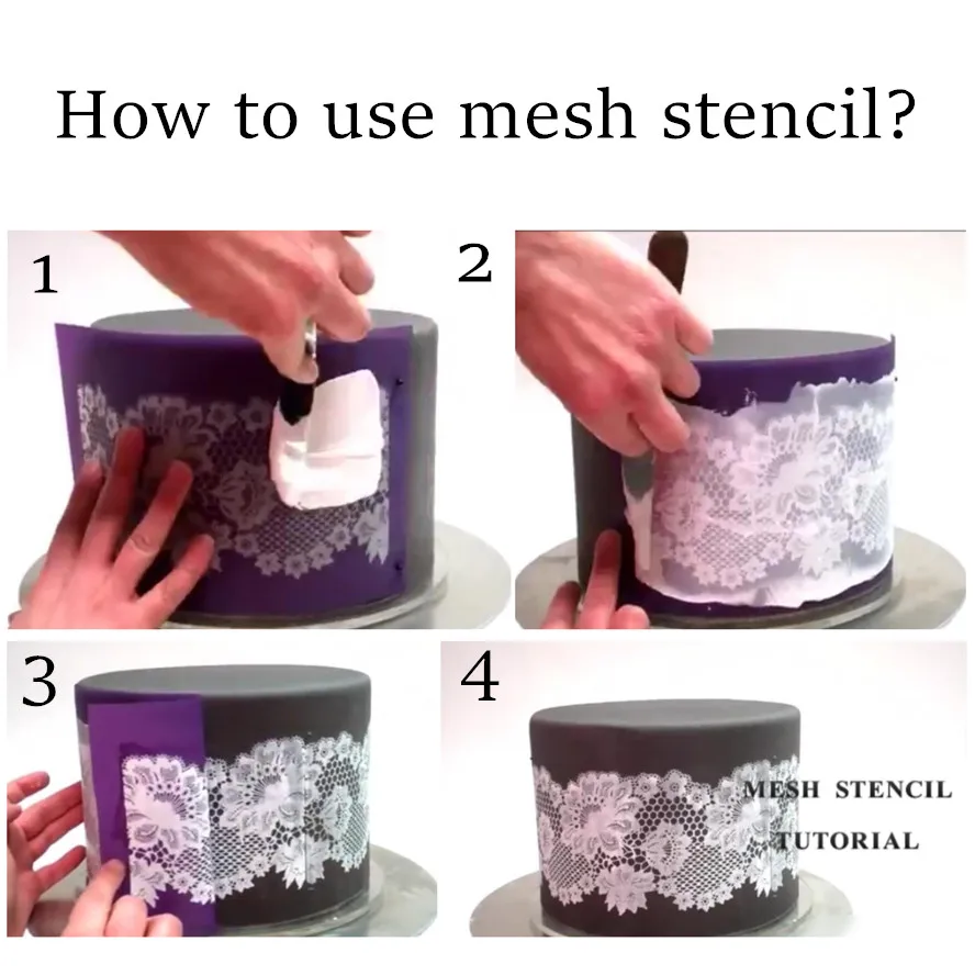 

Flower Lace Cake Stencil Mesh Stencils For Wedding Cake Border Stencils Fondant Mould Cake Decorating Tool Cake Mold