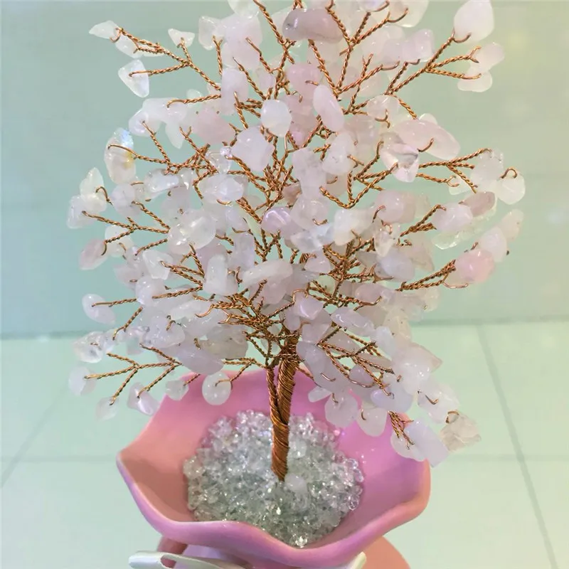 Дом decoraton натуральный розовый кварц драгоценный камень кристалл счастливое
