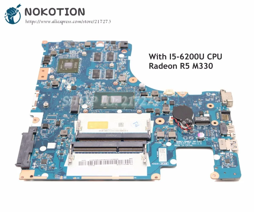 

NOKOTION BMWQ1 BMWQ2, материнская плата для ноутбука Lenovo IdeaPad 300-15 300-15ISK, 15,6-дюймовый экран, ЦП для ноутбука, процессор R5 M330, с процессором, с графическим...