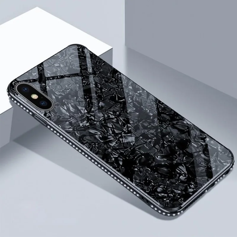 Роскошный чехол из закаленного стекла для iPhone X XS XR Max 6 6S 7 8 Plus Блестящий Модный