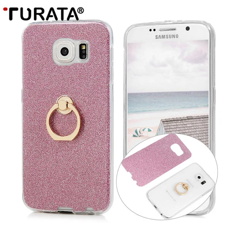 S6 Капа Роскошный блеск палец кольцо стенд Fundas ультра тонкий мягкий ТПУ