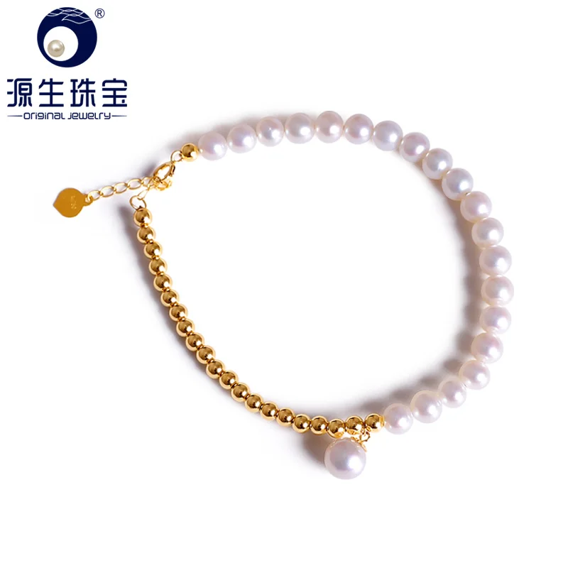 

YS 18K Au750 золотой браслет 4-5 6-7 мм, натуральный белый жемчуг, китайский пресноводный и соленый жемчуг Akoya, Изящные Ювелирные изделия