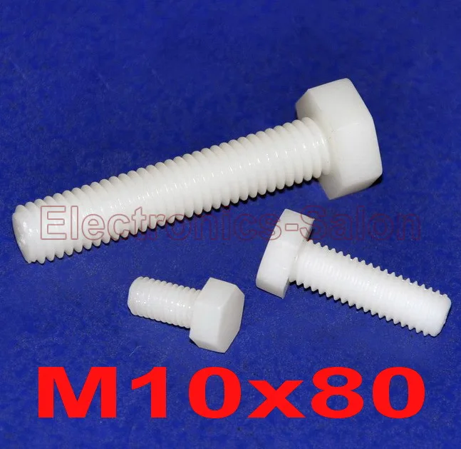 (10 шт./лот) метрический M10 x 80 мм нейлоновый шестигранный болт винт.|nylon hex bolt|hex boltm10