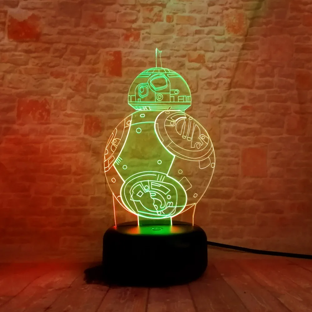 BB 8 3D разноцветная лампа Звездные войны Fuwa Force Пробуждение ночное прикосновение 7