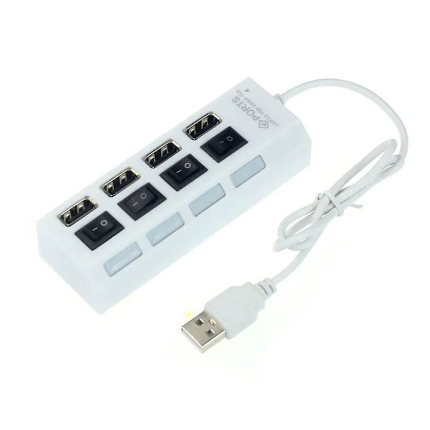 Лучшая цена USB 2 0 4 порта питания вкл/выкл переключатель LED концентратор для ПК