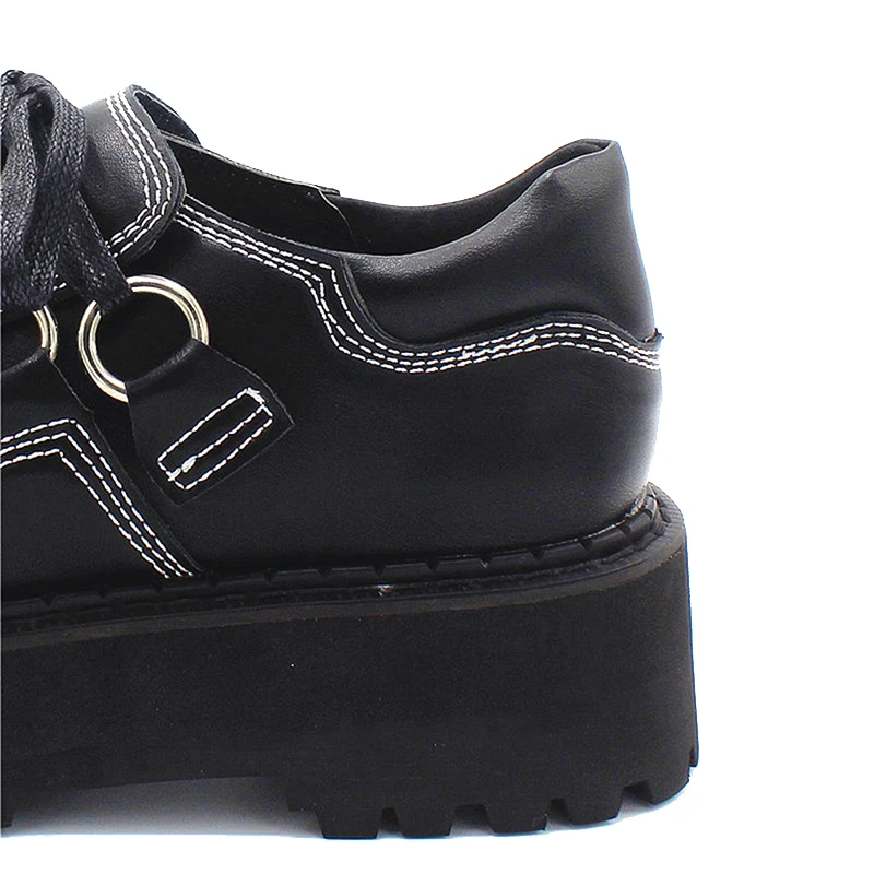 Women Punk Platform Iron Ring Lace Up Comfortable Casual Shoes | Обувь