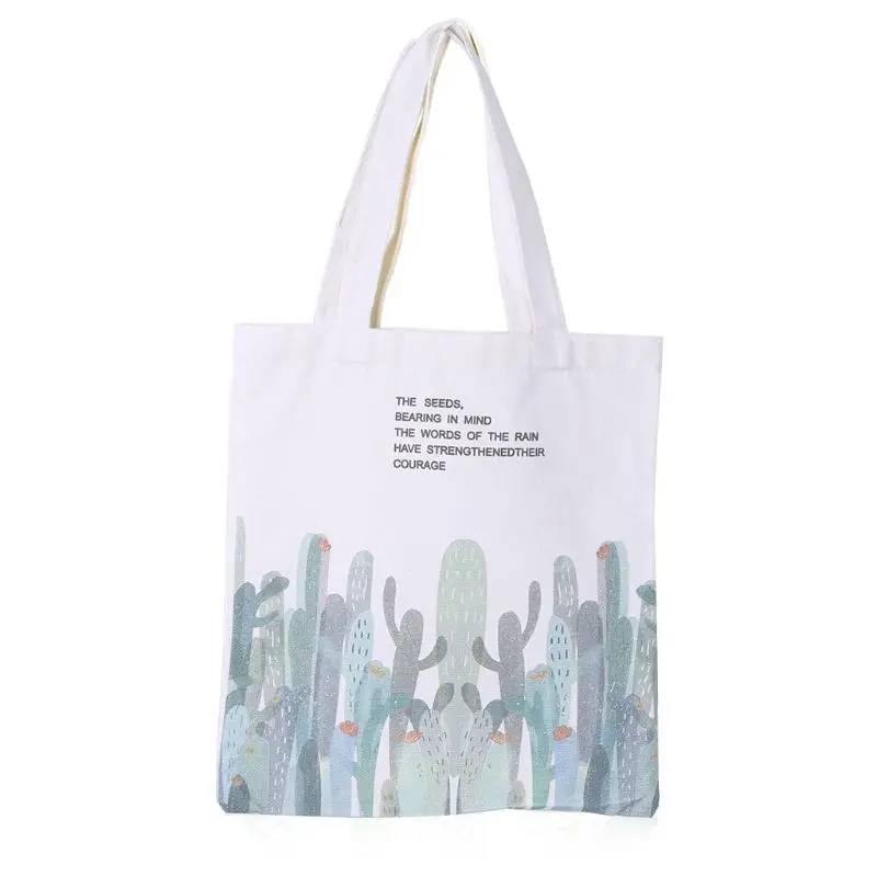 2 Cactus Canvas Tote Bag Shoulder Bag Reusable Shopping Bag Handbags - Цвет: 2
