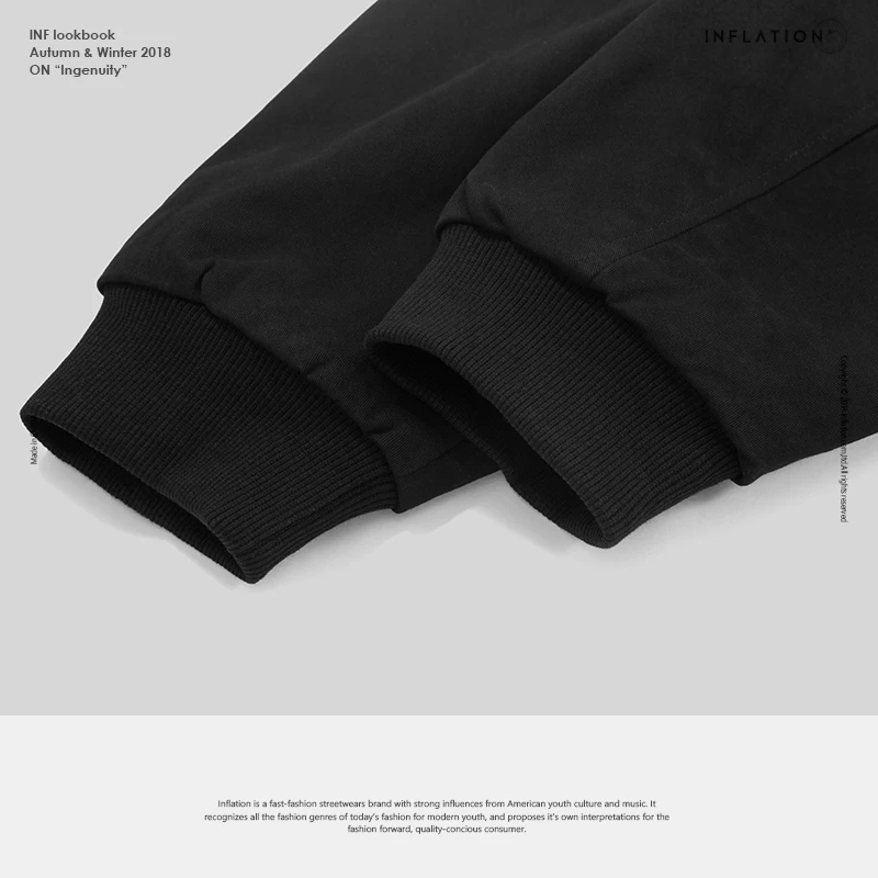 INFLATION FW Basic Series Men Sweatshirt 2018 Autumn Brand Clothing Cotton Hooded High Quality Tracksuit Outwear Hoody 8493WN | Мужская