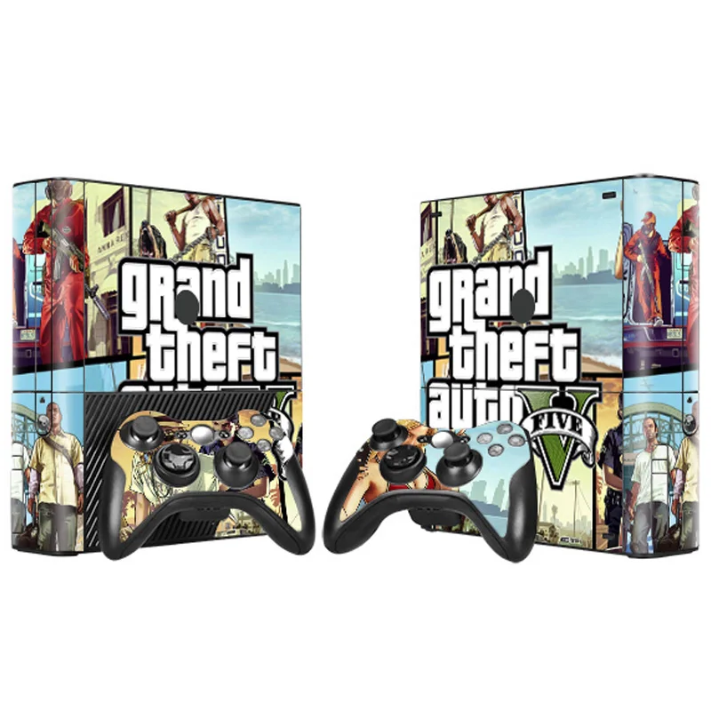 Наклейка на кожу для консоли Xbox 360 E и контроллеров Grand Theft Auto V GTA 5 Виниловая