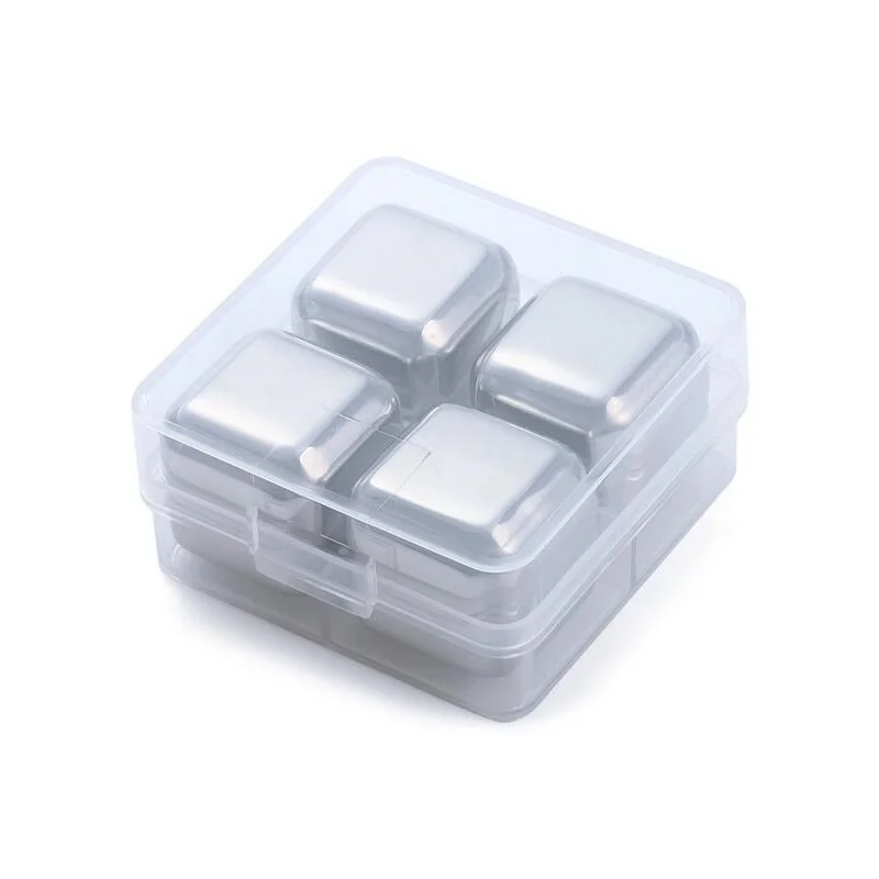 

50set NEW 4Pcs/set Whiskey Wine Beer Stones Stainless Steel Cooler Stone Ice Rocks Cube Alcohol Physical Chiller Stone ZA0902