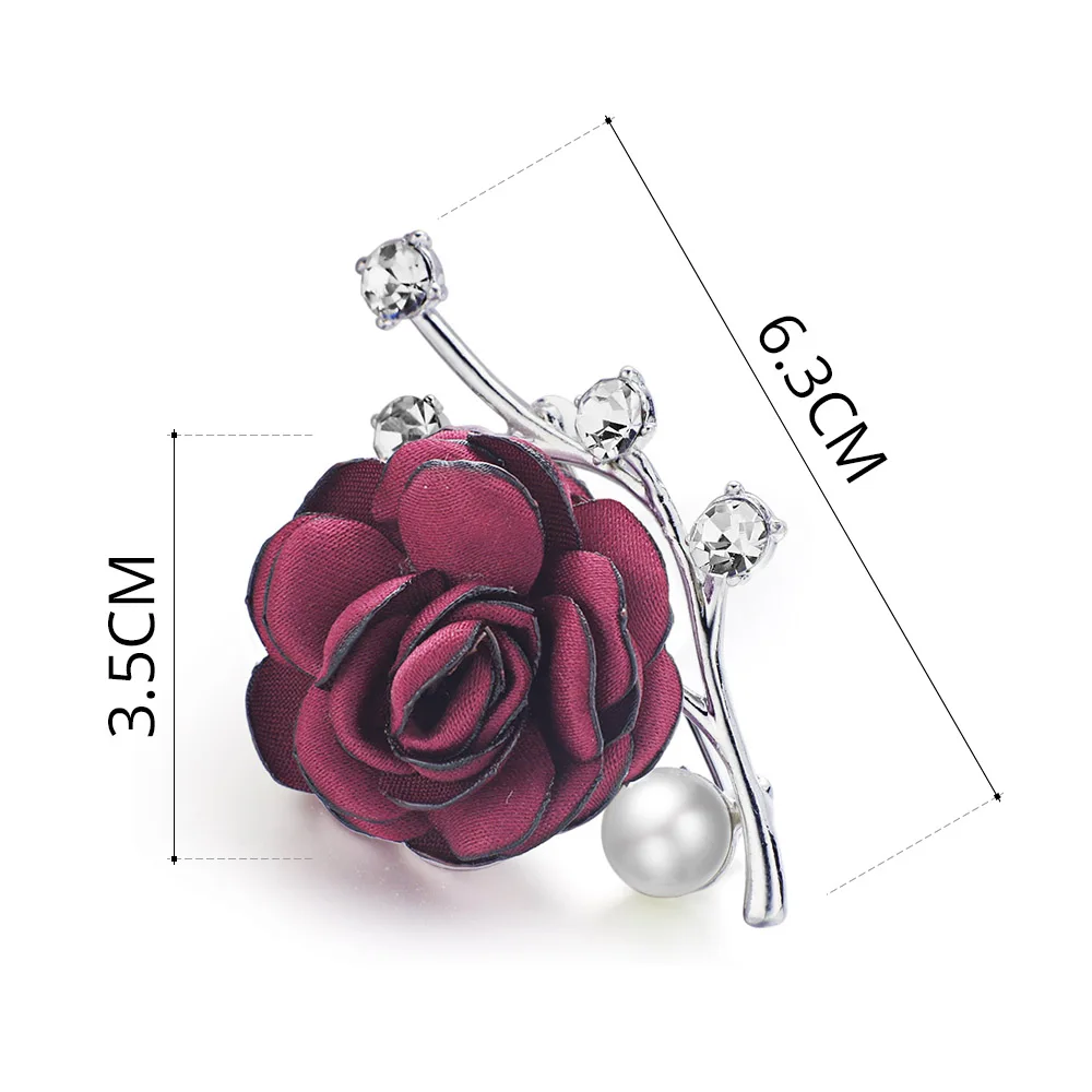 Rose Flower Brooches Crystal Simulated Pearl for Suits Lapel Scarf Noble Fabric Brooch Pin For Women Wedding DZ078 | Украшения и