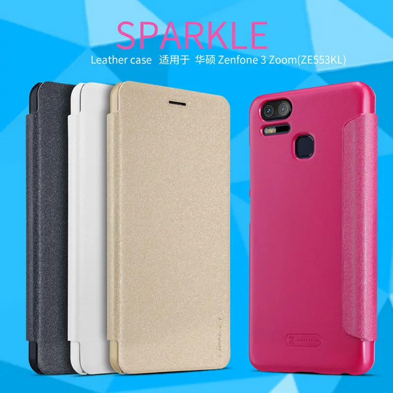 Кожаный чехол NILLKIN Sparkle для ASUS Zenfone 3 Zoom(ZE553KL) Модный с откидной крышкой Zoom ZE553KL|case for