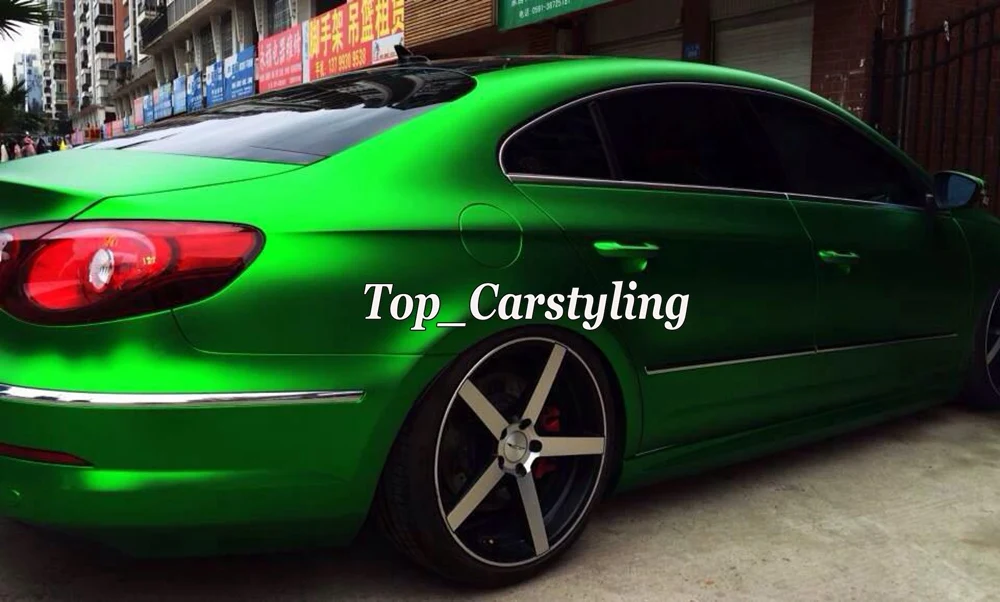 Виниловая пленка для автомобиля зеленая сатиновая Хромированная покрытия с
