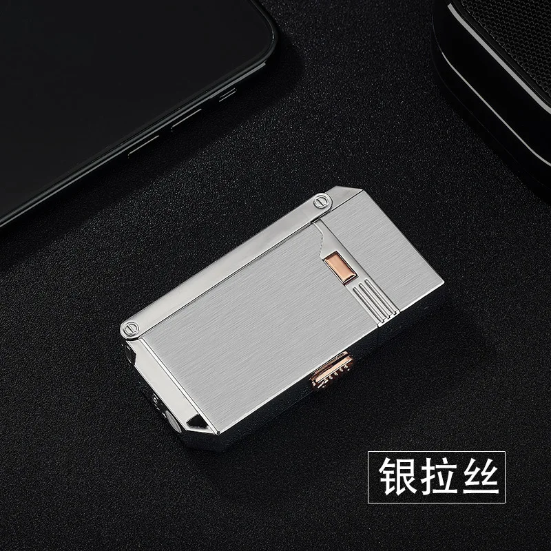 Silver Дизайн 2 в 1 газовая зажигалка USB дуговая плазменная зажигалка электрическая перезаряжаемая Зажигалка многофункциональные Креативные мужские подарки - Цвет: Silver