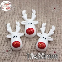 10pcs christmas white reindeer resin flatback cabochon art supply decoration charm craft 19x30mm