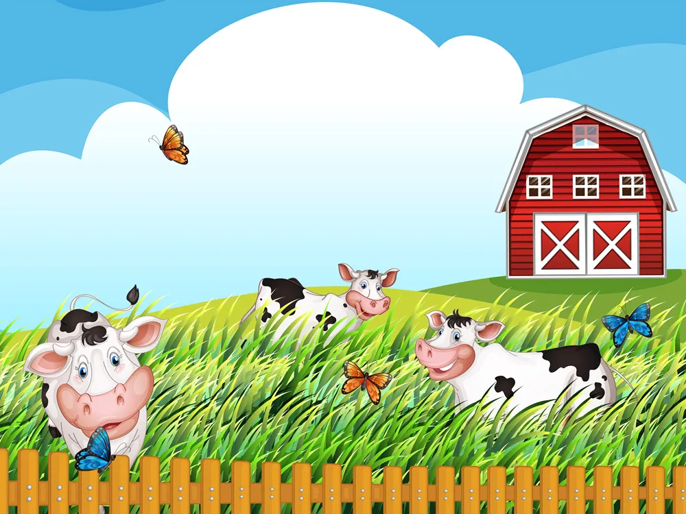 Dephoto Farm Тема Фотография фон красный Barn Barnyard дом Дети День рождения иллюстрация