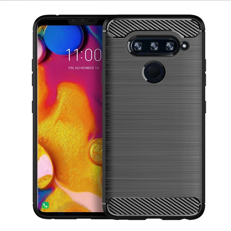 Для LG V40 Thin Q V30S V35 V30 Plus Мягкая силиконовая прочная Противоударная защитная задняя