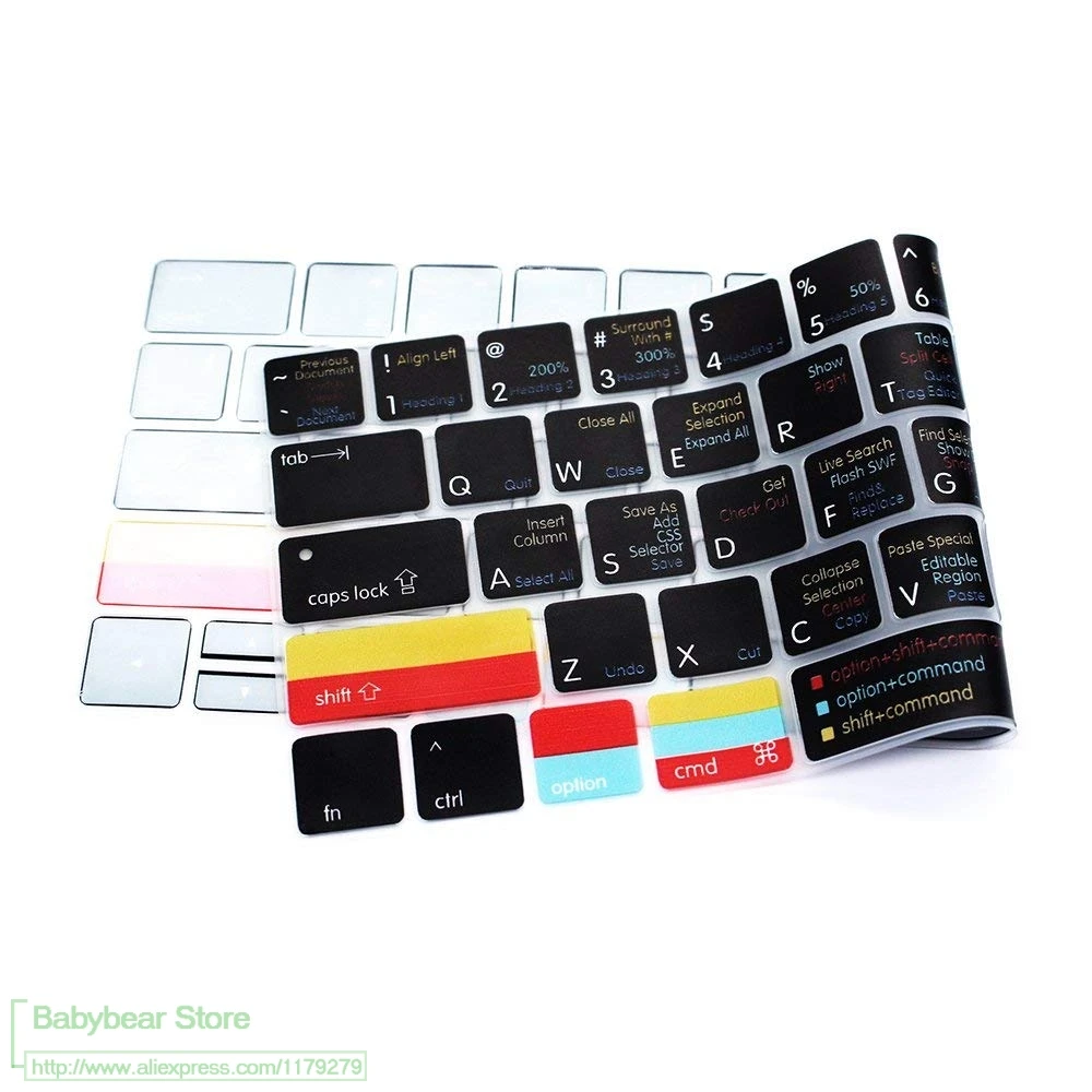 Чехол для клавиатуры силиконовый Adobe Dreamweaver Hotkey Macbook Pro 13 &quot15&quot Новинка 2017/2016 с