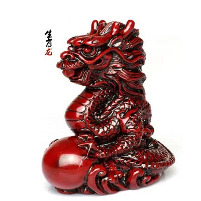 Искусственный Красный резьба по дереву деревянный дракон зодиака golden dragon