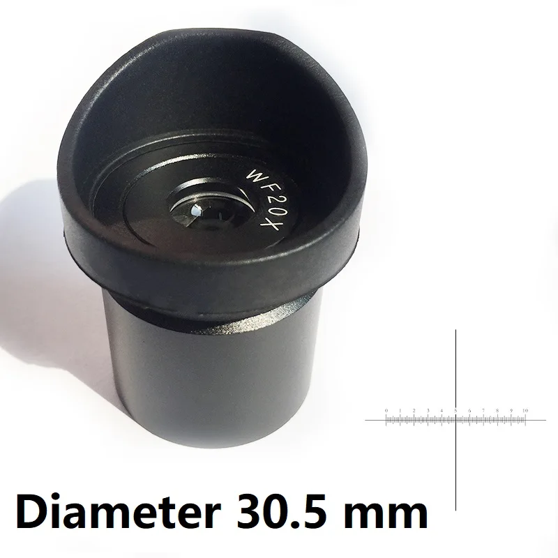 30.5mm with Reticle WF20X окуляр оптические линзы для стерео микроскопа широкий вид поля с резиновыми Защитные Очки 20X WF20X/10 шкала для сетки - Цвет: 30.5mm with Reticle