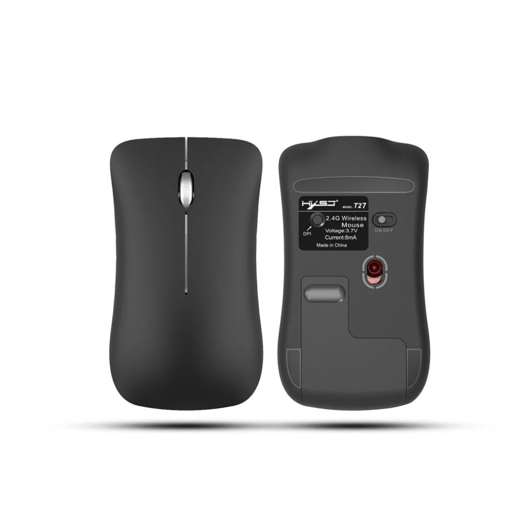 Бесшумная беспроводная мышь 2 4G USB Bluetooth перезаряжаемая мини батарея черный