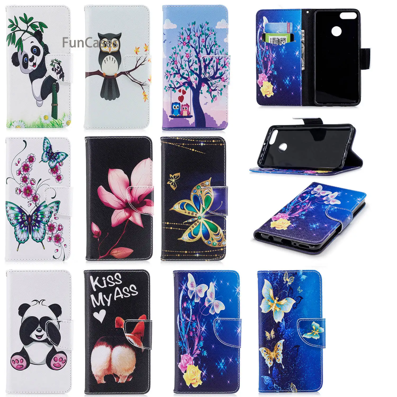 Флип-чехол для телефона с золотой бабочкой huawei Y9 2018 мягкая задняя крышка из ТПУ