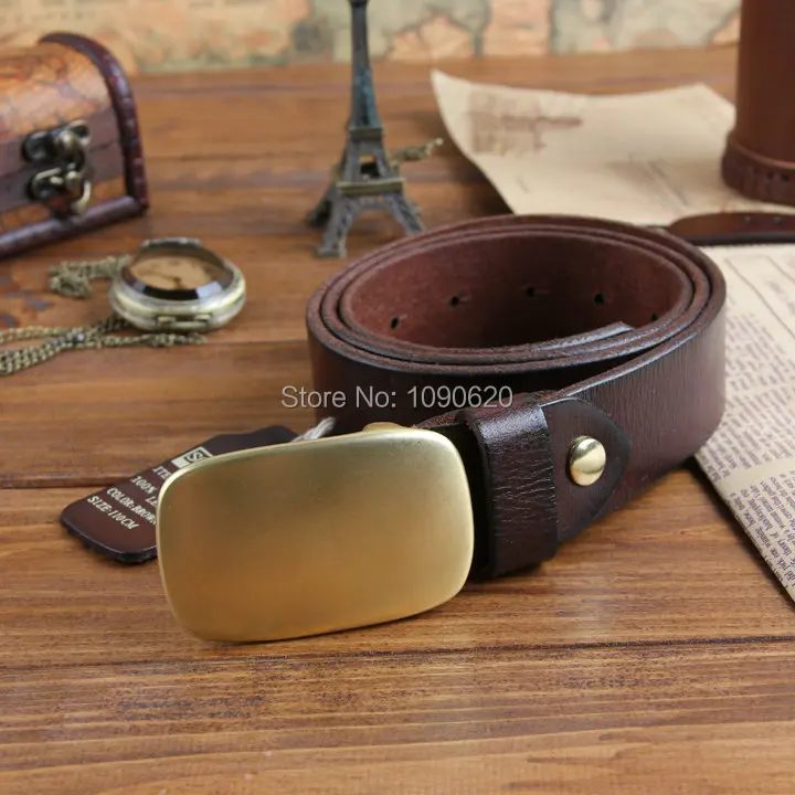 DKBLINGS spring New arrival men's luxurious real leather belt with solid brass buckle  first layer of cowhide