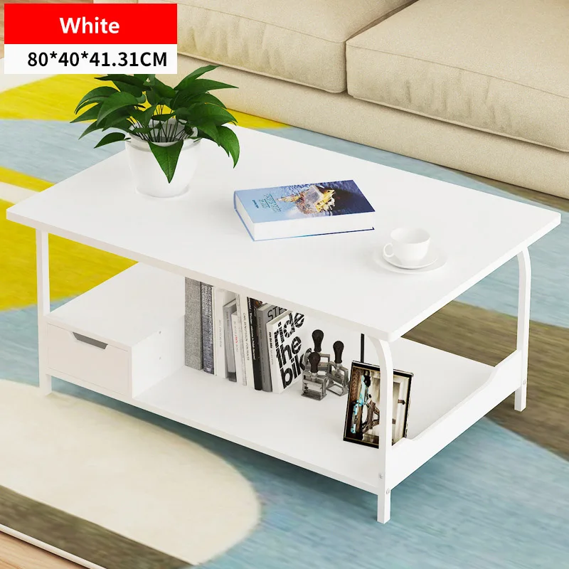 E600-80cm-01-white Простая маленькая квартира чайный столик креативный прямоугольный журнальный столик для гостиной с ящиком для хранения мебель для дома - Цвет: E600-80cm-01-white