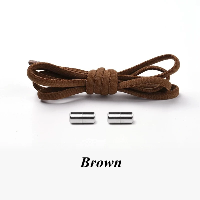 Brown 1 пара шнурков без галстука, круглые эластичные шнурки для обуви для детей и взрослых, шнурки для кроссовок, быстросохнущие шнурки, 21 цвет, шнурки - Цвет: Brown