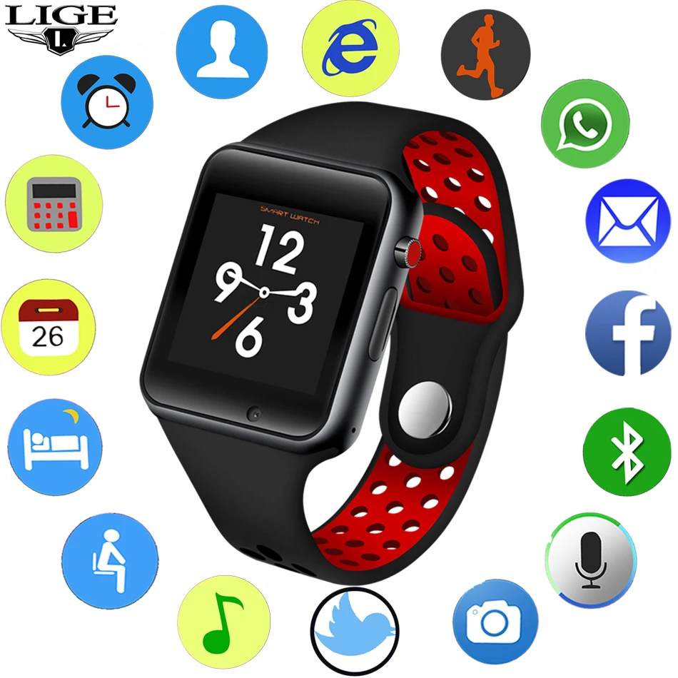 Мужские и женские умные часы LIGE спортивные с шагомером цифровые наручные со