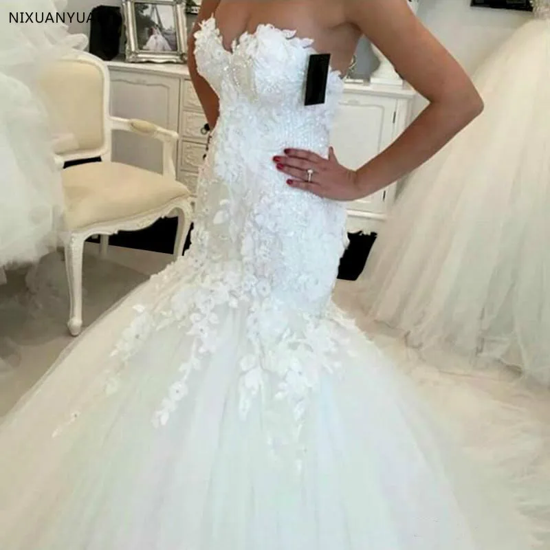 

Hot Sale New Lace Mermaid Wedding Dresses 2023 Appliques Sweetheart Bride Dresses Elegant Wedding Gowns Casamento