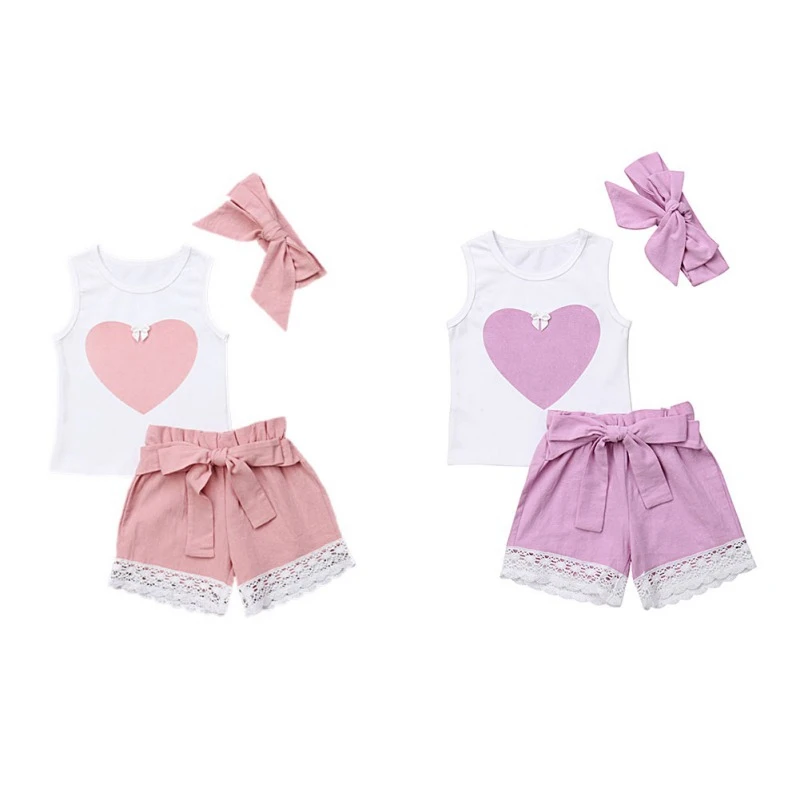 3 шт. комплект одежды для маленьких девочек жилет футболка + короткие брюки