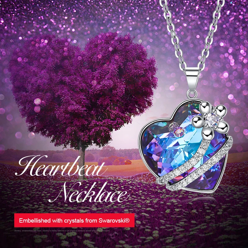 HeeZen Сердце ожерелье украшено кристаллами ожерелья и кулоны Bijoux шик ЛЮБОВЬ цветок