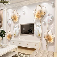 beibehang custom wallpapers large mural wall stickers 3d relief new chinese tulip jewelery stereo wall decorative