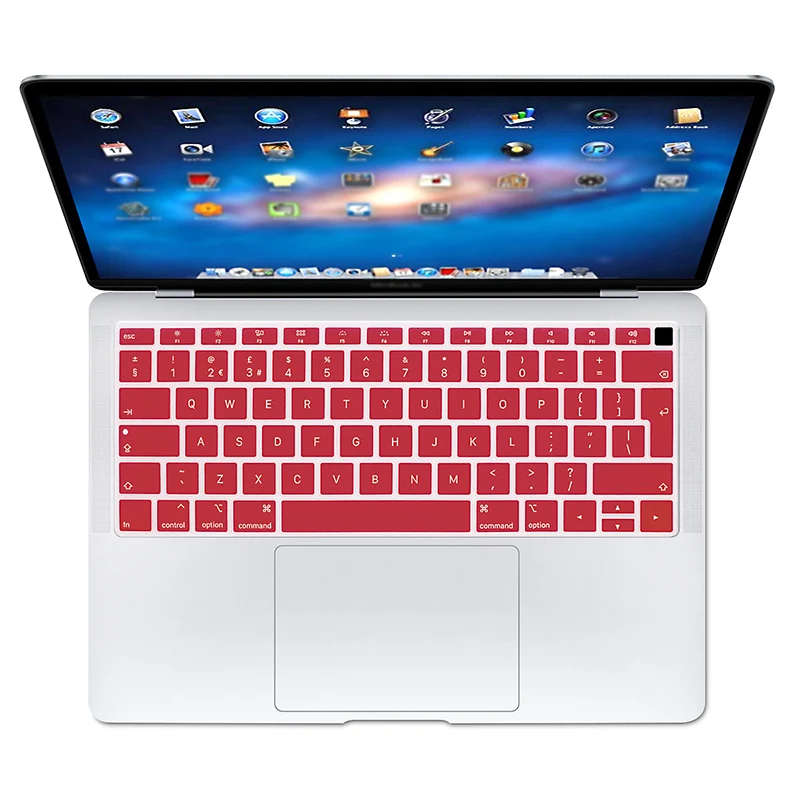 HRH водонепроницаемое Силиконовое английское покрытие для клавиатуры для MacBook Air 13A1932 с сенсорным ID защита для клавиатуры ноутбука - Цвет: Wine red