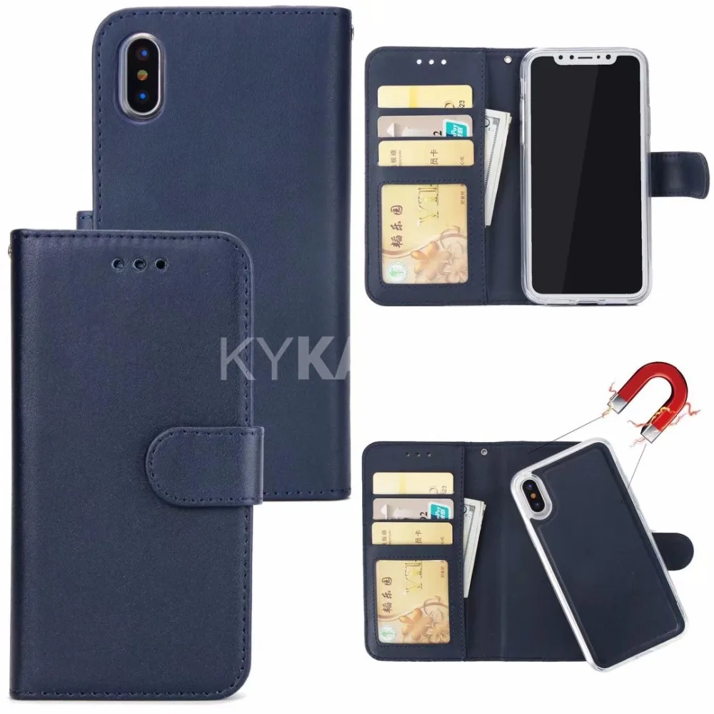 500pcs 2 in 1 Magnetic Detachable Leather Wallet Case For iPhone X 8 7 6 6S Plus Magnet Removable Retro Ultra Slim Cover | Мобильные
