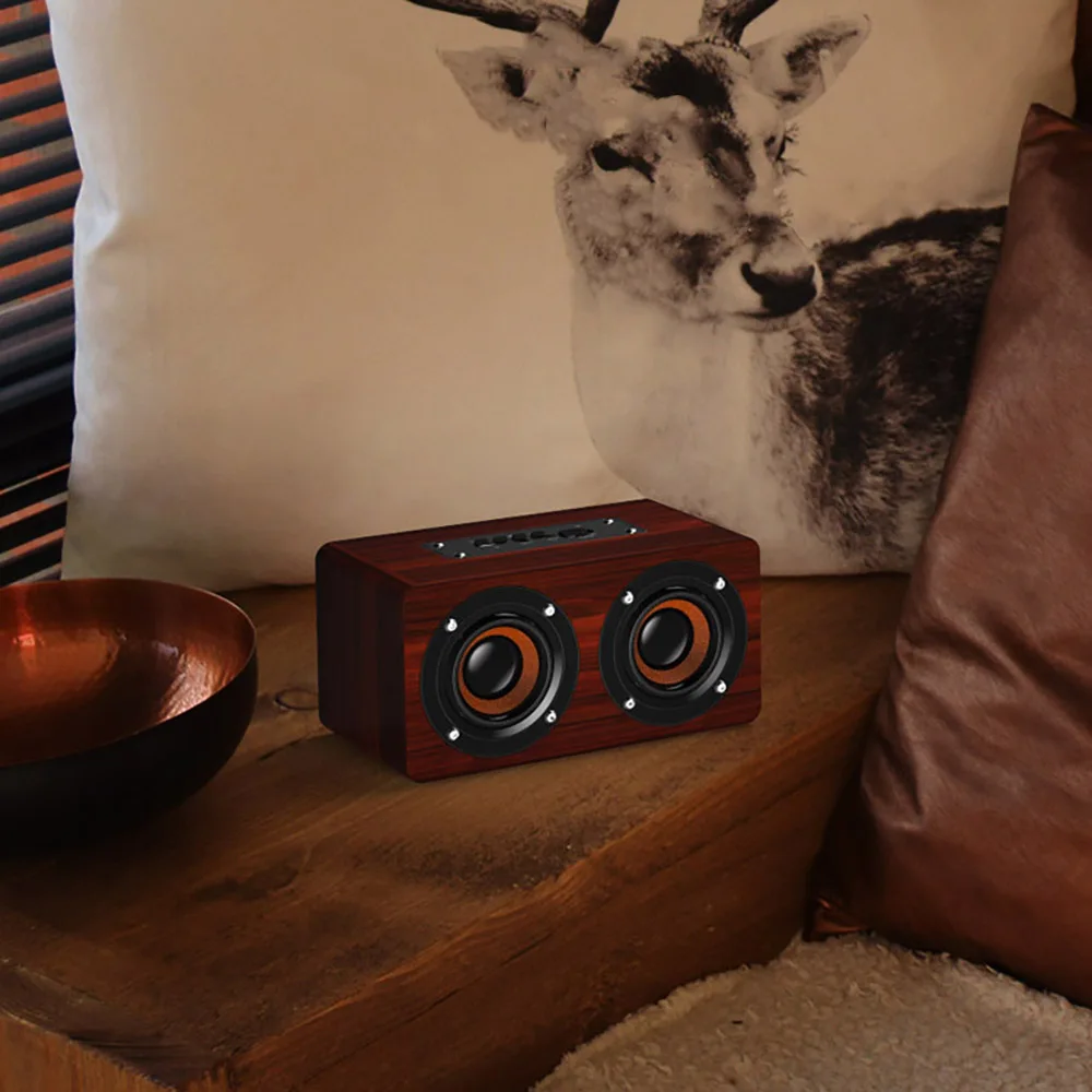 FDGAO Hifi портативный деревянный беспроводной динамик Bluetooth ПК стерео мини звуковая панель сабвуфера деревянный домашний/открытый MP3 музыкальный громкий динамик