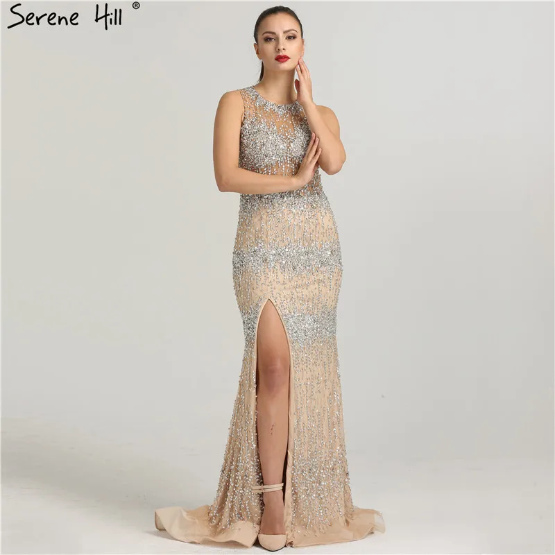 Dubai Designer Sleeveless Sexy Tulle Evening Dresses Beading Crystal Fashion Mermaid Sparkle Gowns 2019 New LA6277 | Свадьбы и