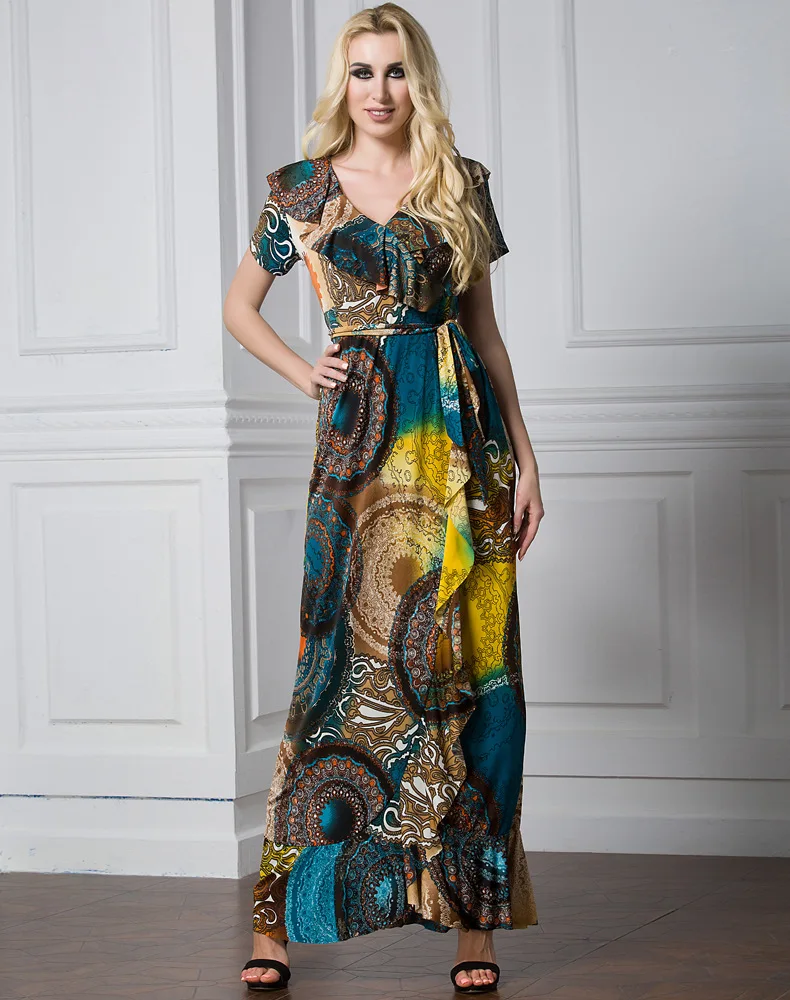 Женское винтажное платье TUHAO летнее в стиле ретро с оборками рукавом-бабочкой и