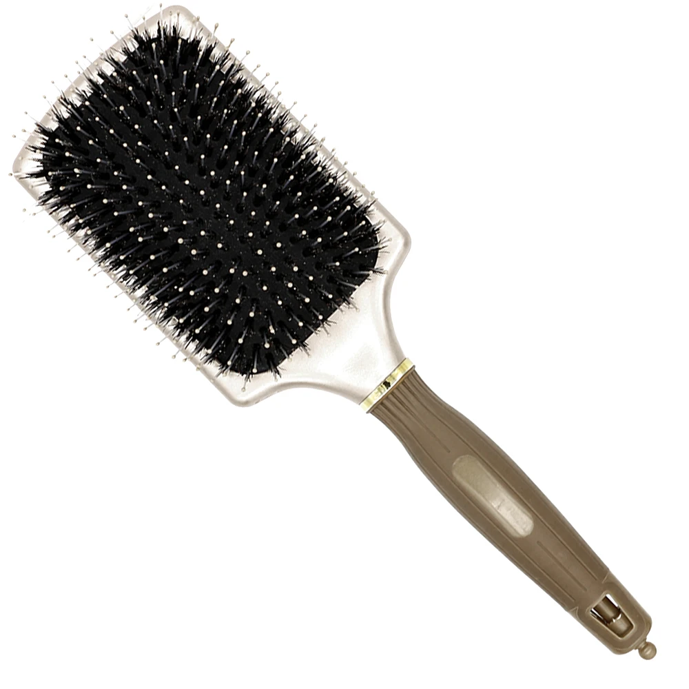 Pro New Gold Paddle Подушка Щетка для волос с натуральной щетиной кабана квадратная щетка для массажа головы Detangle парикмахерская расческа для ухода