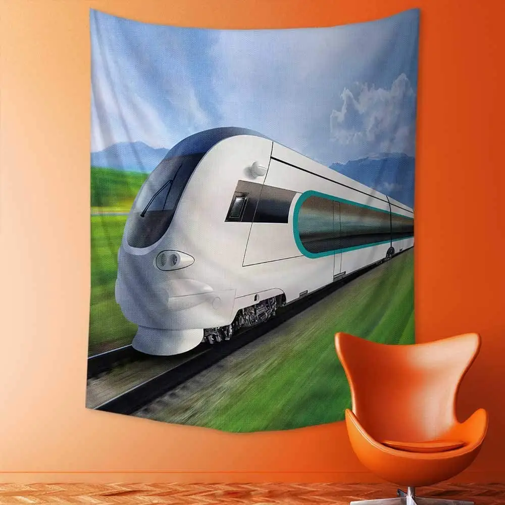 Гобелен Home Decor Супер обтекаемый поезд с motion размытие движется на сельской