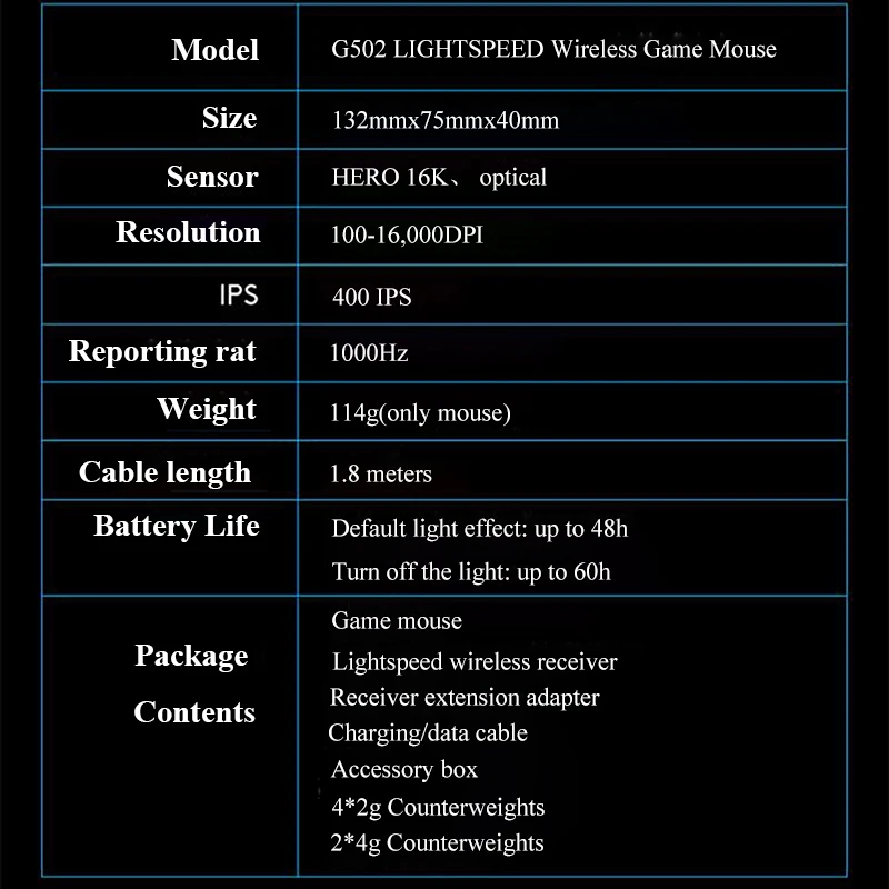 

Original Logitech 2019 New G502 LIGHTSPEED Wireless Gaming Mouse