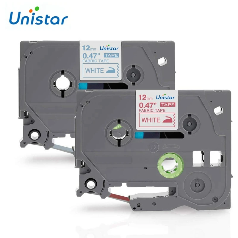Unistar 2 шт. TZe тканевая Лента совместима с Brother P touch Tape 12 мм синий красный цвет ткань