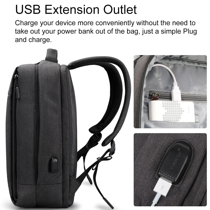 Tigernu бренд тонкий рюкзак зарядка через USB для мужчин 14 15 6 дюймов ноутбука женский