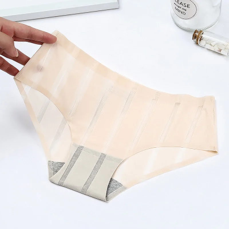 Женское нижнее белье трусы Бесшовные цельный Ice Silk дышащие с низкой талией ультра