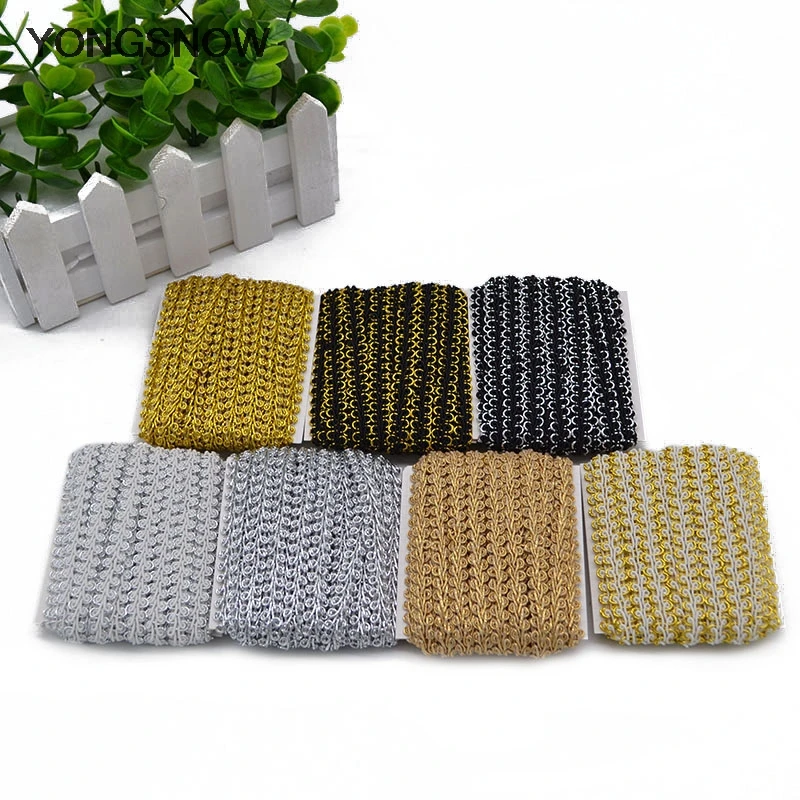 Кружевная лента YONGSNOW полиэстер/хлопок золото/серебро 5 м