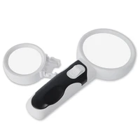aomekie interchangeable 2 main lens 5x10x handheld magnifier 2 led magnifying glass map book reading magnifier jewelers loupe